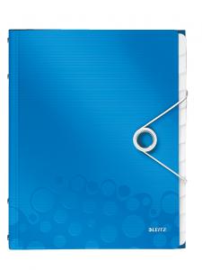 Mape din carton - Mapa LEITZ Wow cu 12 separatoare, PP - albastru metalizat