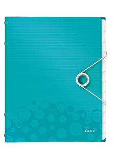 Mape din carton - Mapa LEITZ Wow cu 12 separatoare, PP - turcoaz metalizat