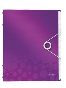 Mape din carton - Mapa LEITZ Wow cu 12 separatoare, PP - mov metalizat