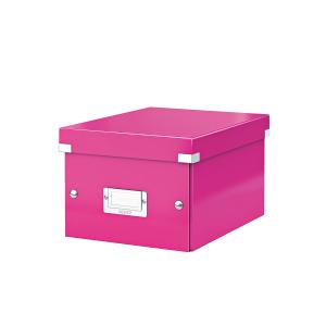 Cutii arhivare - Cutie LEITZ Click & Store mica 216 x 160 x 282 mm, carton laminat - roz