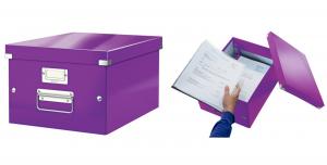 Cutii arhivare - Cutie LEITZ Click & Store medie 281 x 200 x 369 mm, carton laminat - mov