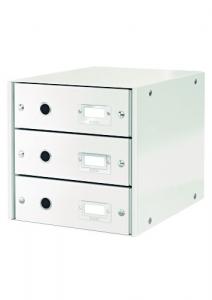 Suporturi cu sertare - Suport cu 3 sertare, din carton laminat, LEITZ Click & Store - alb