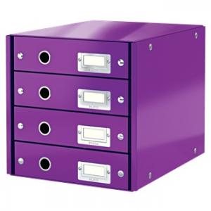 Suporturi cu sertare - Suport cu 4 sertare LEITZ Click & Store, din carton laminat - mov