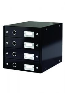 Suporturi cu sertare - Suport cu 4 sertare LEITZ Click & Store, din carton laminat - negru