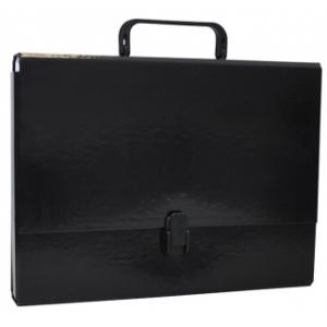 Mape din carton - Servieta din carton laminat, A4/5cm, cu inchidere si maner, Office Products - negru
