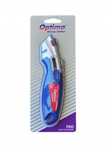 Cutter profesional Optima, lama trapezoidala + 4 rezerve SK2 tratate, 2 functiuni, zinc cu rubber gr [1]
