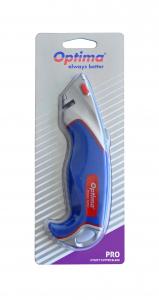 Cuttere - Cutter profesional Optima, lama trapezoidala + 2 rezerve SK5, aluminiu cu rubber grip
