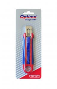 Cutter premium Optima, lama trapezoidala SK5, auto-retractabil, sina metalica, ABS cu rubber grip [3]