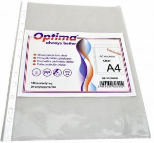 Folii simple pentru protectie documente - Folie protectie pentru documente, A4+, 60 microni, 100 buc./set, Optima Extra Wide - cristal