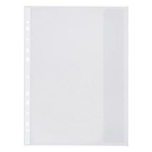 Folii si mape pentru protectie documente - Folie protectie documente A4, cu clapa laterala, 120 microni, 10/set, Optima - transparent