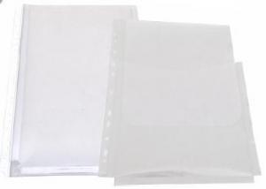 Folii si mape pentru protectie documente - Folie protectie documente A4, cu burduf 20mm, PP - 180 microni, cu clapa verticala, 10/set, Optima