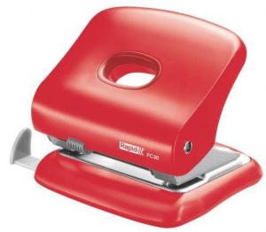 Perforatoare - Perforator plastic RAPID FC30, 30 coli - rosu deschis