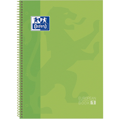 Caiete - Caiet cu spirala, OXFORD Europeanbook 1, A4+, 80 file-90g/mp, hardcover verde, Scribzee-mate
