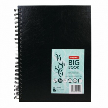 Caiet de schite - Caiet pentru schite DERWENT Professional Big Book, A4, coperti rigide, negre, spirala metalica, 86 coli - 110g/mp, hartie alba