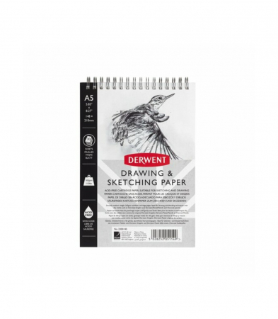 Caiet pentru schite si desen DERWENT Professional, A5, coperti rigide, spirala metalica, 30 coli - 165g/mp, hartie alba [1]