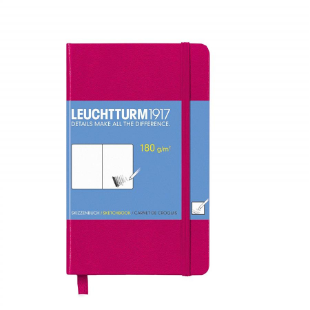 Caiet de schite - Caiet pentru schite Leuchtturm1917, A6, coperti rigide, magenta, cu elastic, 48 coli - 180g/mp, hartie alba