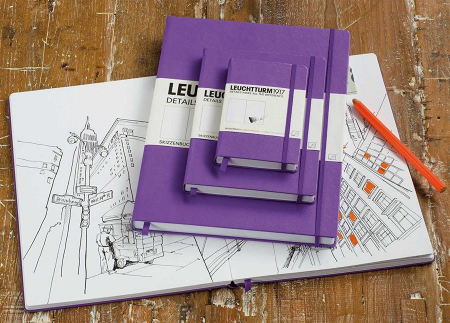 Caiet pentru schite Leuchtturm1917, A6, coperti rigide, magenta, cu elastic, 48 coli - 180g/mp, hartie alba [1]