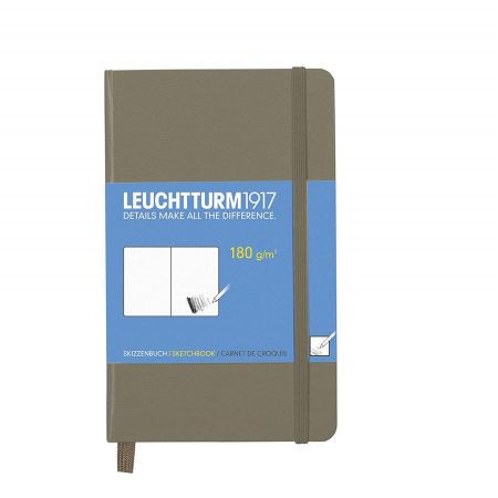 Caiet de schite - Caiet pentru schite Leuchtturm1917, A6, coperti rigide, taupe, cu elastic, 48 coli - 180g/mp, hartie alba