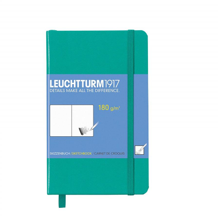 Caiet de schite - Caiet pentru schite Leuchtturm1917, A6, coperti rigide, verde turcoaz, cu elastic, 48 coli - 180g/mp, hartie alba