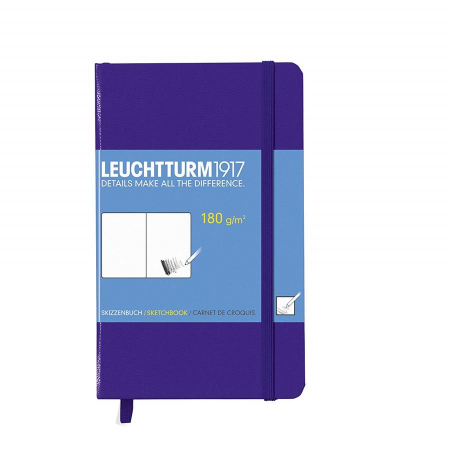 Caiet de schite - Caiet pentru schite Leuchtturm1917, A6, coperti rigide, violet, cu elastic, 48 coli - 180g/mp, hartie alba