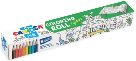 Creioane colorate - CARIOCA Coloring Roll, 30 x 198 cm/rola, hartie autoadeziva - Jungle