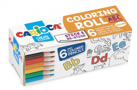 Creioane colorate - CARIOCA Coloring Roll Mini, 10 x 85 cm/rola, hartie autoadeziva - ABC