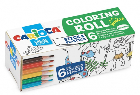 Creioane colorate - CARIOCA Coloring Roll Mini, 10 x 85 cm/rola, hartie autoadeziva - Jungle