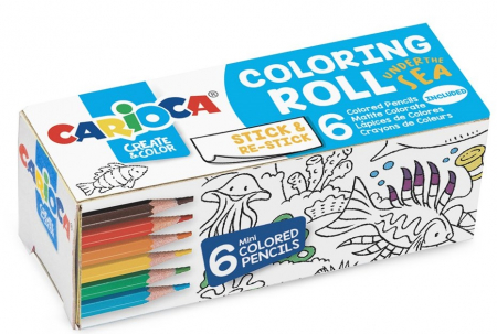 Creioane colorate - CARIOCA Coloring Roll Mini, 10 x 85 cm/rola, hartie autoadeziva - Under The Sea