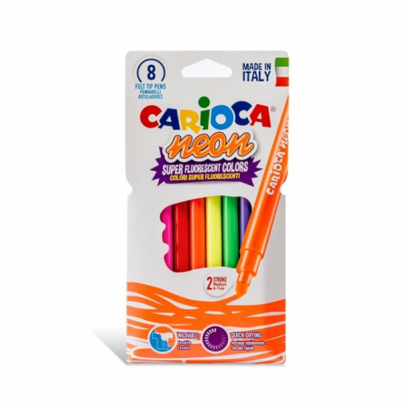 Carioci - Carioca lavabila, varf 1-4.7mm, fluorescenta, 8 buc/cutie, CARIOCA Neon