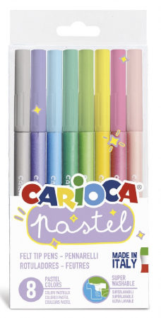 Carioci - Carioca super lavabila, varf 1-4.7mm, 8 culori/set, CARIOCA Pastel - culori pastel