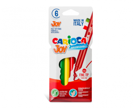 Carioci - Carioca super lavabila, varf subtire - 2.6mm, 6 culori/cutie, CARIOCA Joy