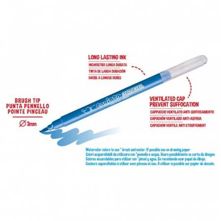 Carioca, varf flexibil - 3mm (tip pensula), 12 culori/cutie, CARIOCA Acquarell [1]