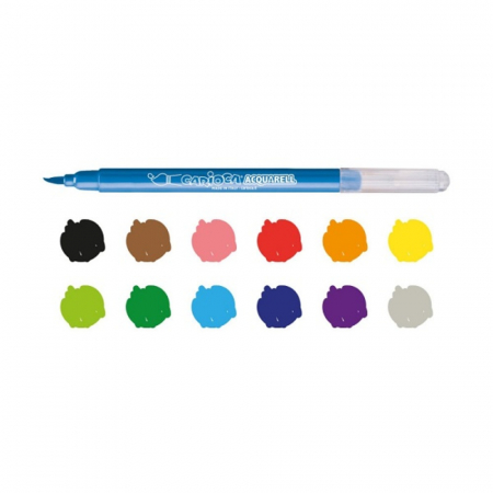 Carioca, varf flexibil - 3mm (tip pensula), 12 culori/cutie, CARIOCA Acquarell [2]