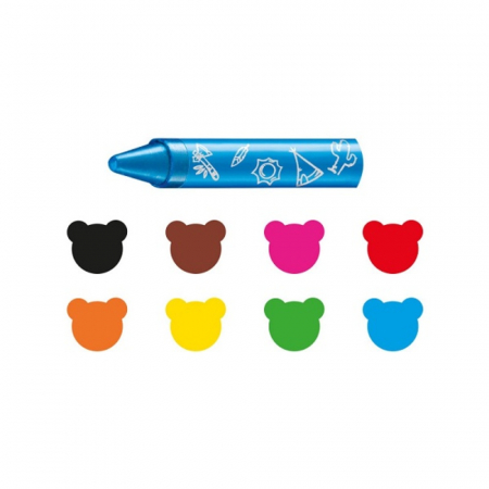 Creioane cerate, rotunde, solubile in apa, 8 culori/cutie, CARIOCA Baby Wild Crayons 2+ [1]