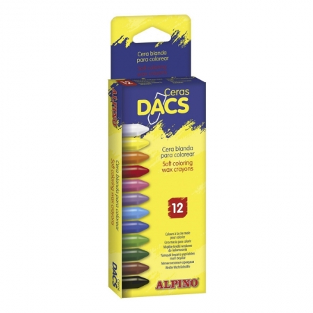 Creioane colorate - Creioane cerate soft, cutie carton, 12 culori/cutie, ALPINO Dacs