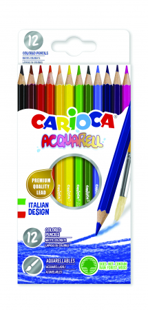 Creioane colorate - Creioane colorate CARIOCA Acquarell, hexagonale, 12 culori/cutie - cutie carton
