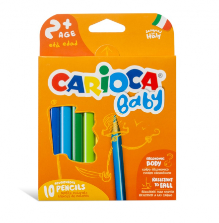 Creioane colorate - Creioane colorate CARIOCA Baby 2+, triunghiulare, 10 culori/cutie