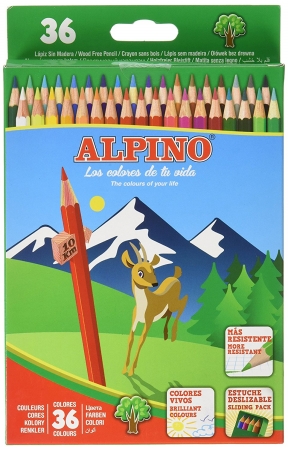 Creioane colorate - Creioane colorate, cutie carton, 36 culori/set, ALPINO