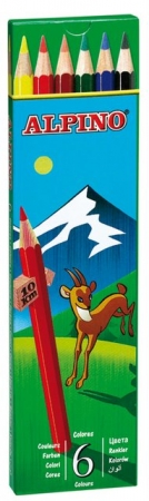 Creioane colorate - Creioane colorate, cutie carton, 6 culori/set, ALPINO