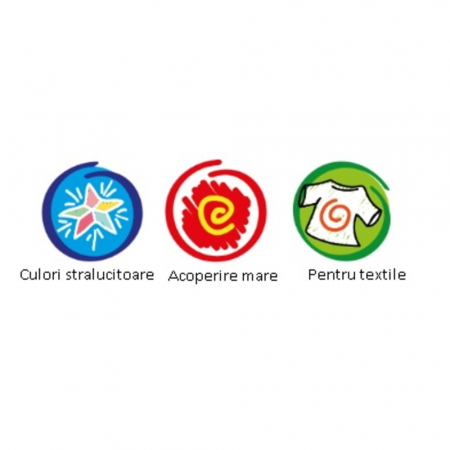 Creioane tempera, pentru textile, rezistente la spalat, 10 culori/cutie, CARIOCA Temperello Fabric [3]
