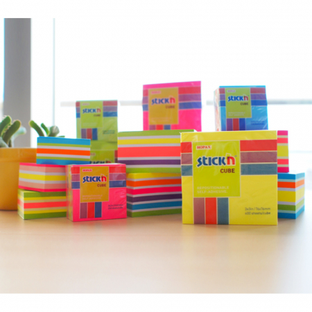 Cub notes autoadeziv 51 x 51 mm, 250 file, Stick"n - neon/pastel asortate [1]