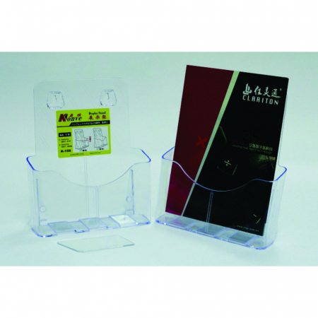 Suporturi verticale - Display plastic pentru brosuri, de birou/perete, 1 x A4-portrait, KEJEA - transparent