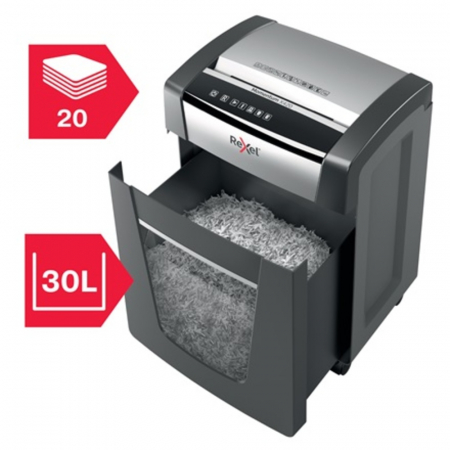 Distrugator documente manual REXEL MOMENTUM X420, P4, cross-cut (confeti), 20 coli, cos 30l, negru [6]