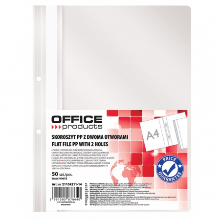 Dosare din plastic - Dosar plastic PP cu sina, cu gauri, grosime 100/170microni, 50 buc/set, Office Products - alb