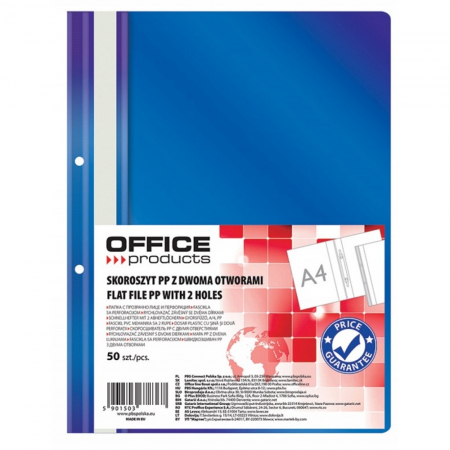Dosare din plastic - Dosar plastic PP cu sina, cu gauri, grosime 100/170microni, 50 buc/set, Office Products - bleumarin