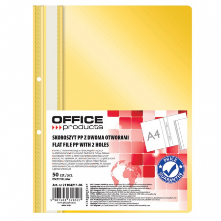 Dosare din plastic - Dosar plastic PP cu sina, cu gauri, grosime 100/170microni, 50 buc/set, Office Products - galben