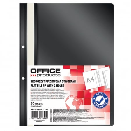 Dosare din plastic - Dosar plastic PP cu sina, cu gauri, grosime 100/170microni, 50 buc/set, Office Products - negru