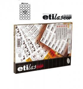 Etichete autoadezive - Etichete autoadezive rotunde (D63,5), 12/A4, 100 coli/top, ETILASCOP - albe