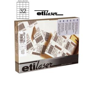 Produse din hartie - Etichete autoadezive  32/A4, 52,5 x 35 mm, 200 coli/top, ETILASER - albe