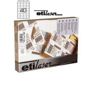 Produse din hartie - Etichete autoadezive  40/A4, 52,5 x 29,7 mm, 200 coli/top, ETILASER - albe